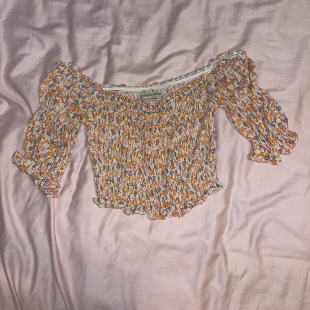 Urban outfitters off the shoulder floral blouse